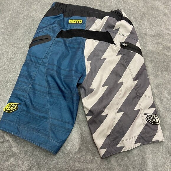 Troy Lee Designs Downhill MTB Moto Cycling Shorts Mens Size 30 Blue White Yellow - Picture 2 of 14
